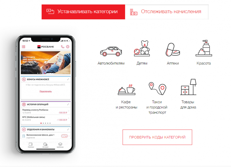 Категории максимального кэшбэка по карте МожноВсе Росбанка