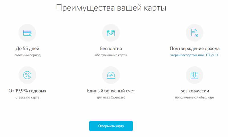 Преимущества кредитки банка Открытие
