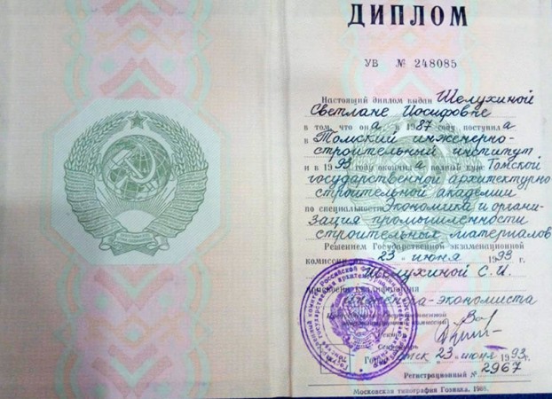 Диплом Шелухиной Светланы Иосифовны Диплом Шелухиной Светланы Иосифовны