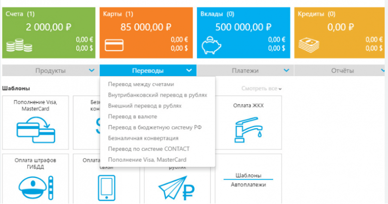Функционал Локо Online для физического лица Функционал Локо Online для физического лица
