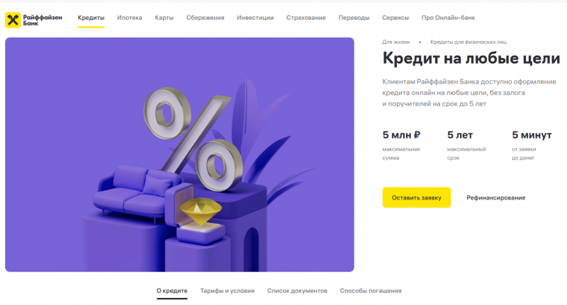 Кредит наличными в Райффайзенбанке