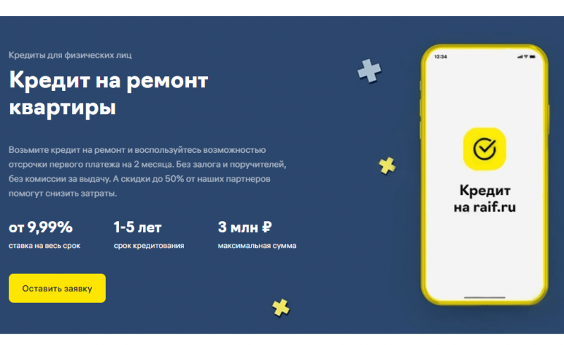 Кредит на ремонт в Райффайзенбанке