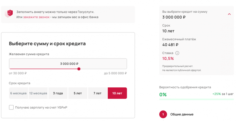 Расчет процентов по кредиту в УБРиР