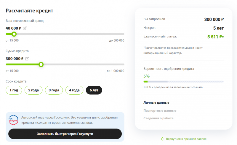 Расчет кредита на автомобиль в ОТП Банке