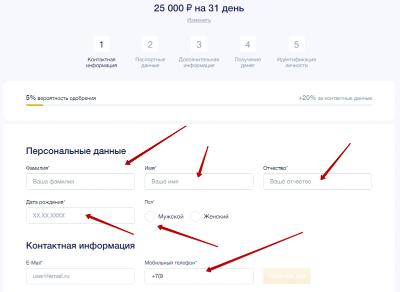 Регистрация учетной записи на сайте Банка Денег