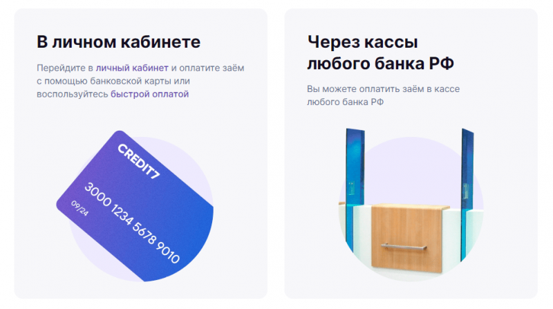 Способы оплаты задолженности в МФК Кредит 7 Способы оплаты задолженности в МФК Кредит 7