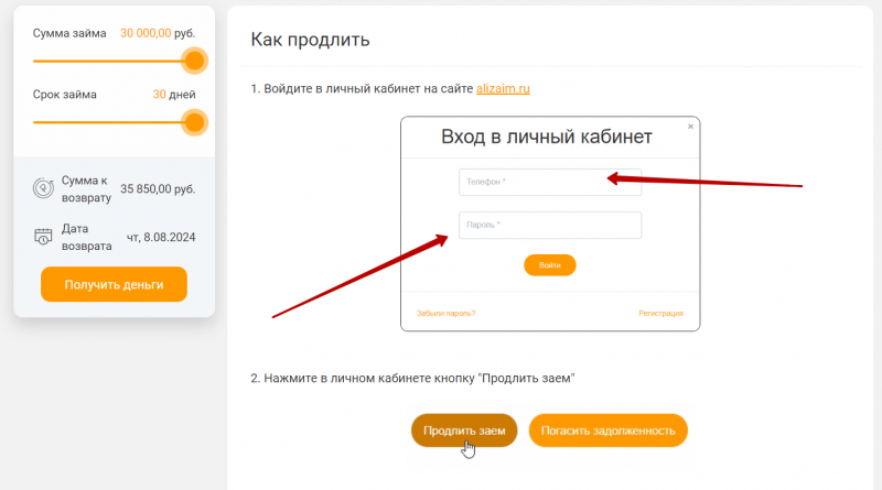 Продление займов в АлиЗайм Продление займов в АлиЗайм