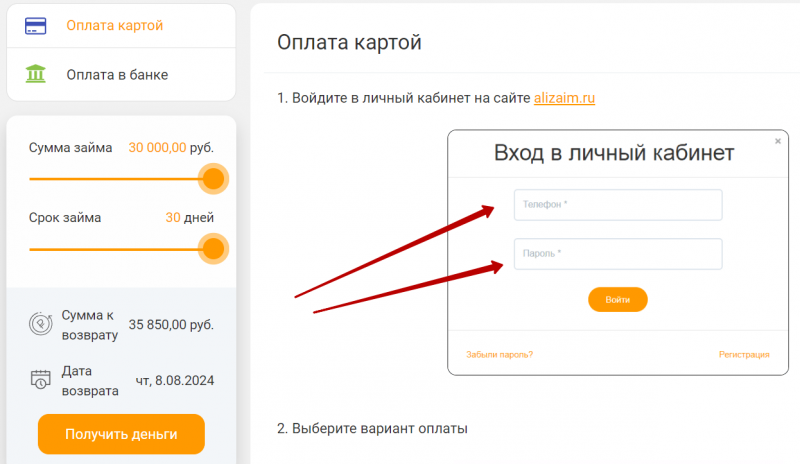 Способы оплаты задолженности в МФК АлиЗайм Способы оплаты задолженности в МФК АлиЗайм