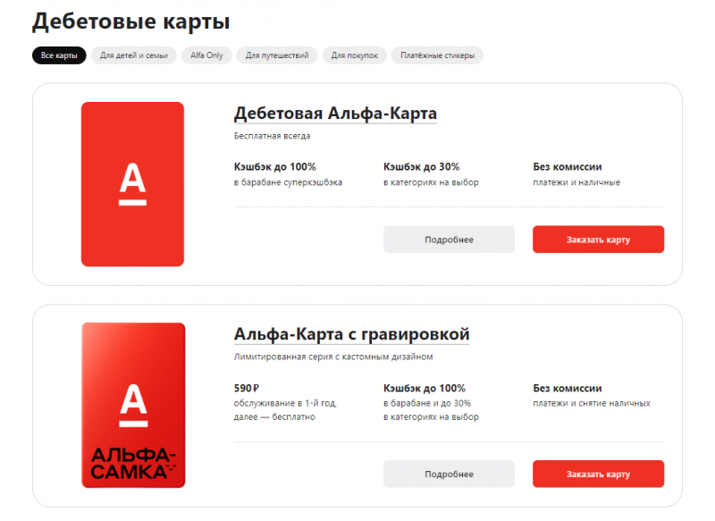 Дебетовые карты Альфа-Банка Дебетовые карты Альфа-Банка