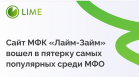 Сайт Лайм-Займ оказался в ТОП-5