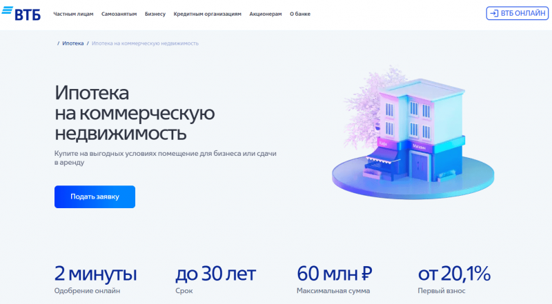 Ипотека на коммерческую недвижимость в ВТБ Ипотека на коммерческую недвижимость в ВТБ