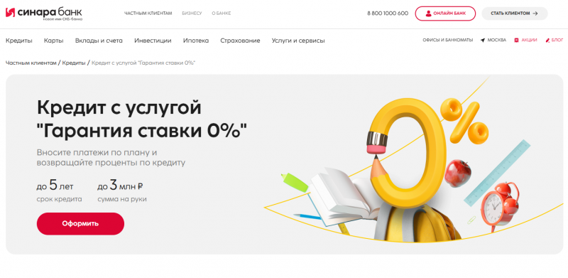 Кредит наличными банка Синара