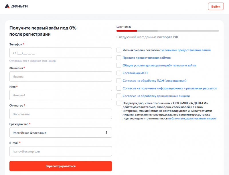 Как оформить заявку на получение займа в МФО А Деньги