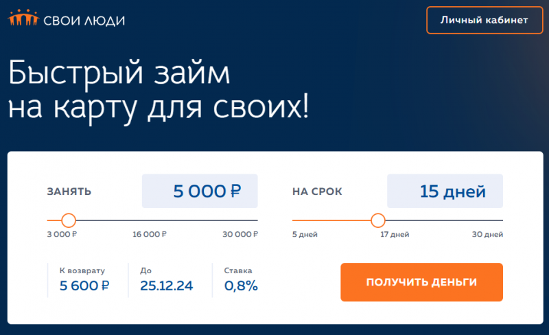 Официальный сайт МФО Свои люди