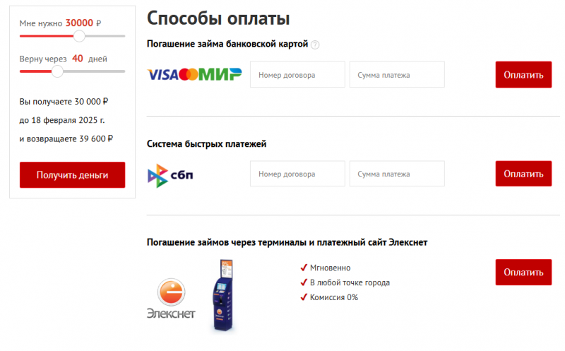 Способы оплаты займа в МФО Микроклад Способы оплаты займа в МФО Микроклад