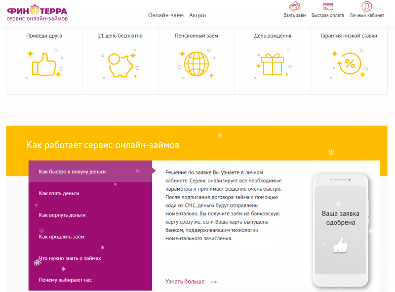 Преимущества МФО Финтерра
