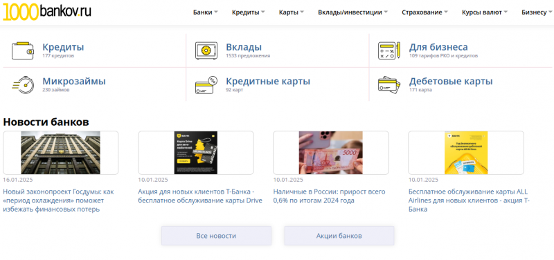 Официальный сайт 1000 банков Официальный сайт 1000 банков