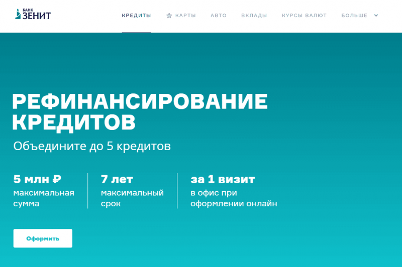 Рефинансирование в банке Зенит Рефинансирование в банке Зенит