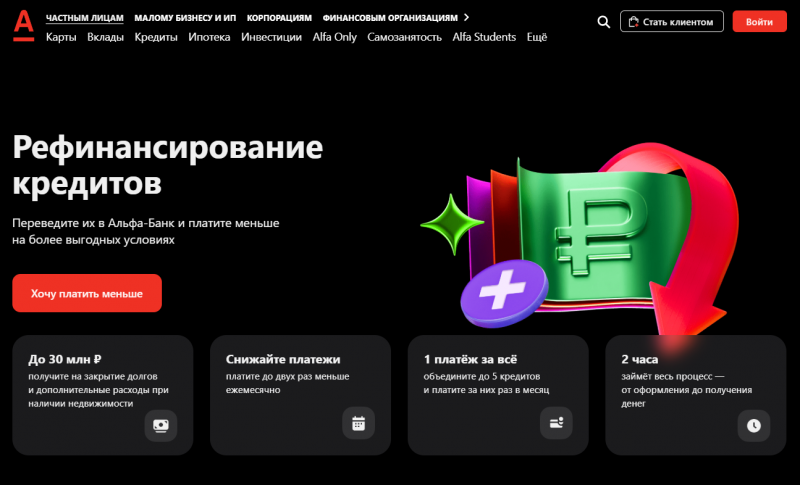 Рефинансирование в Альфа-Банке для физических лиц Рефинансирование в Альфа-Банке для физических лиц