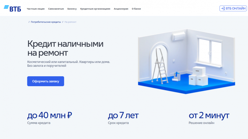 Кредит на ремонт ВТБ Кредит на ремонт ВТБ