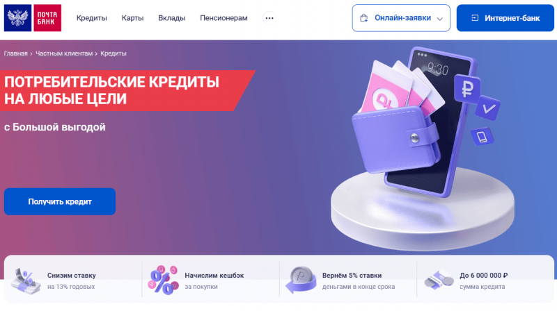 Условия кредитования в Почта Банке Условия кредитования в Почта Банке