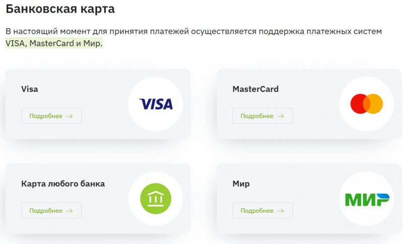 Оплата банковской картой