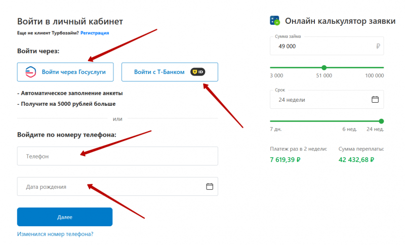 Вход в личный кабинет Турбозайм по номеру телефона Вход в личный кабинет Турбозайм по номеру телефона