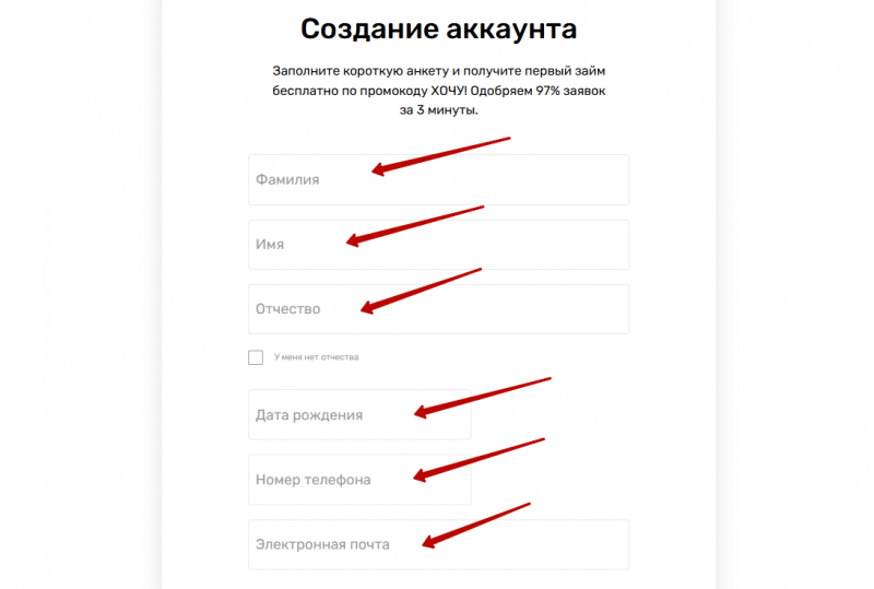 Регистрация учетной записи на сайте colibridengi.ru