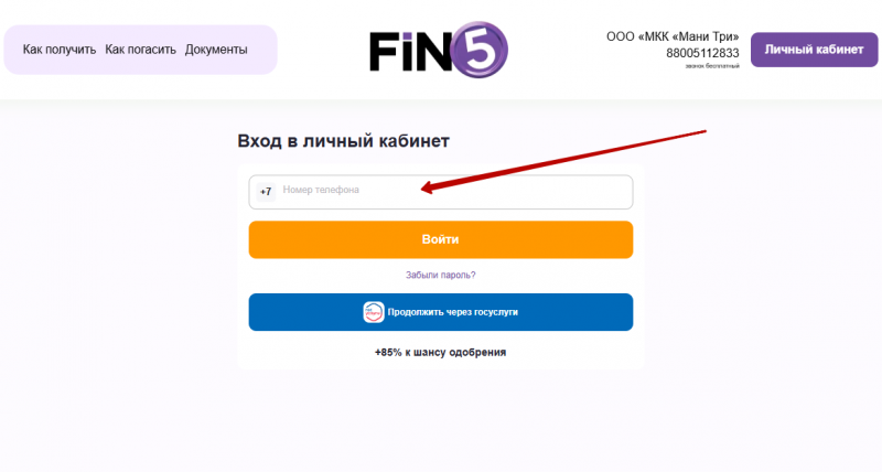 Вход в личный кабинет Fin 5 по номеру телефона Вход в личный кабинет Fin 5 по номеру телефона