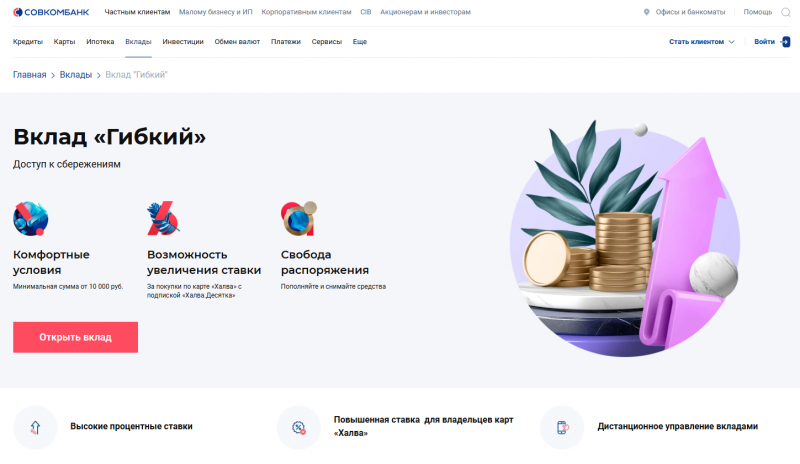 Вклад Гибкий в Совкомбанке Вклад Гибкий в Совкомбанке
