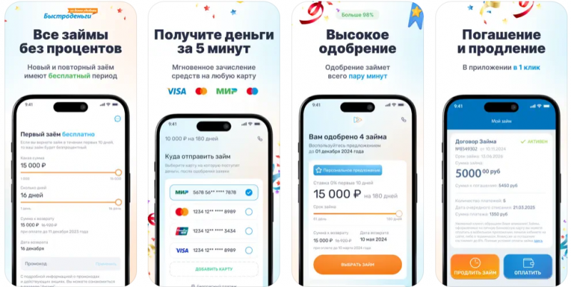 Функционал приложения Быстроденьги Функционал приложения Быстроденьги