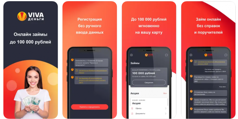 Мобильное приложение Вива Деньги