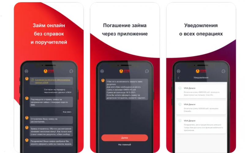 Функционал приложения Вива Деньги