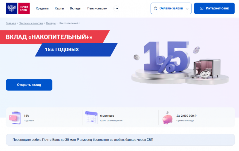 Вклад Накопительный в Почта Банке Вклад Накопительный в Почта Банке