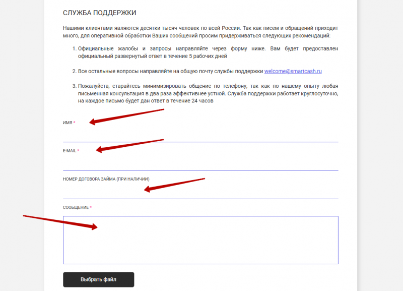 Дополнительные контакты службы поддержки Умные Наличные Дополнительные контакты службы поддержки Умные Наличные