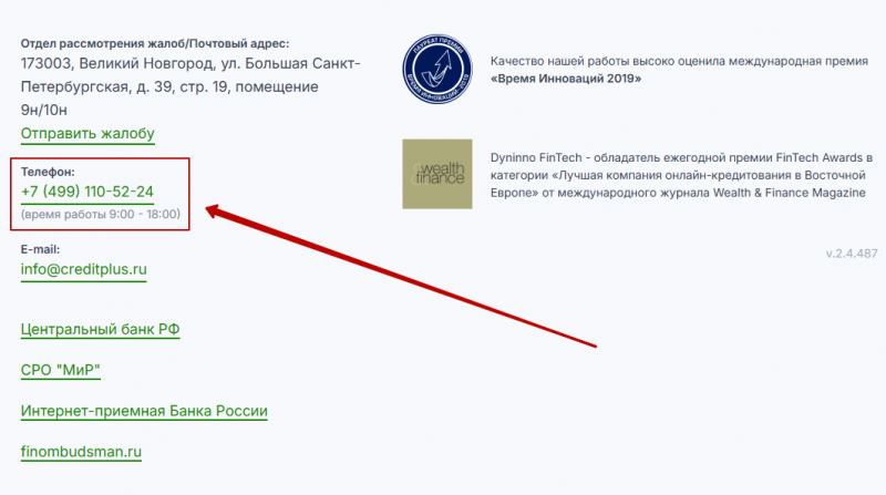 Телефон горячей линии Кредит Плюс Телефон горячей линии Кредит Плюс