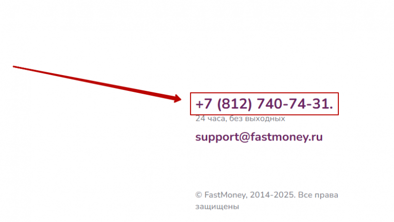 Телефон горячей линии Фаст Мани Телефон горячей линии Фаст Мани