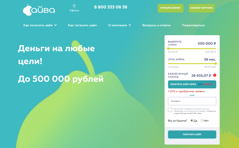 Условия займов в МФО Айва Условия займов в МФО Айва