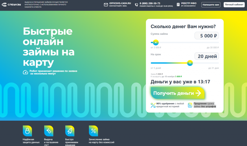 Условия займов в МФО Спешкэш