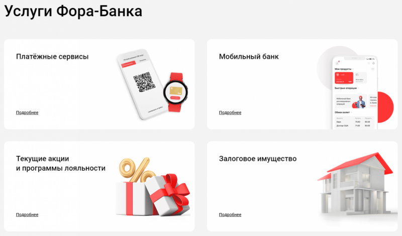 Дополнительные услуги по карте Миг Фора-Банка