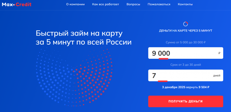 Условия займов в Макс Кредит