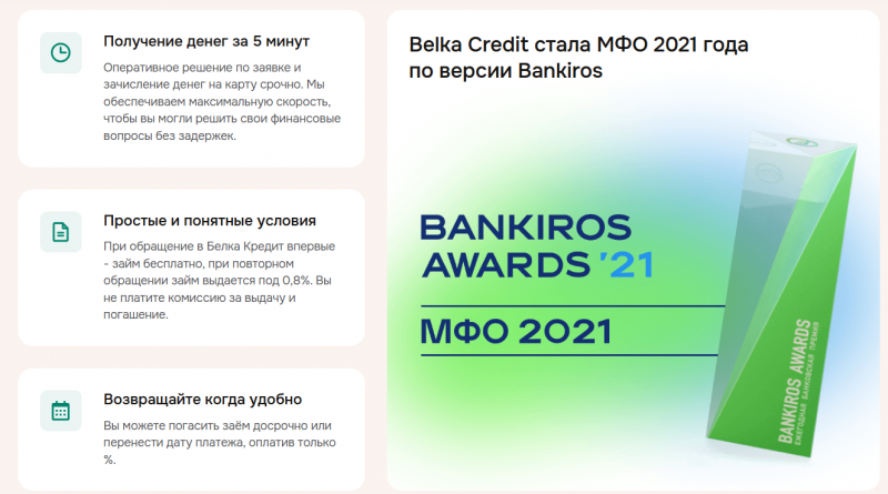 Преимущества микрофинансовой организации Белка Кредит
