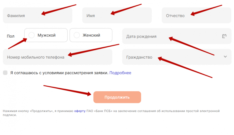 Регистрация личного кабинета Промсвязьбанка