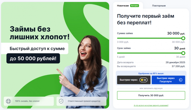 Повторный займ в Кредит Плюс