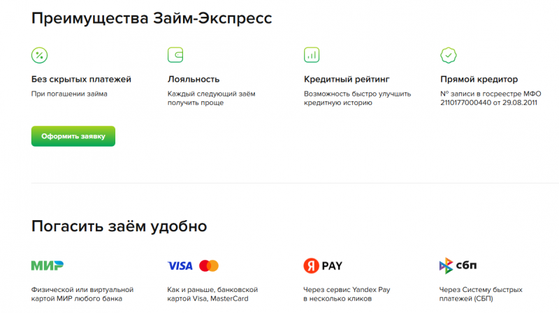 Преимущества МФО Zaim Express