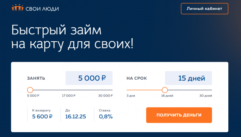 Официальный сайт МФО Свои люди