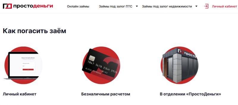 Способы оплаты задолженности в МФО Просто Деньги