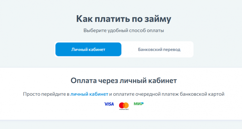 Способы оплаты задолженности в МФК Небус