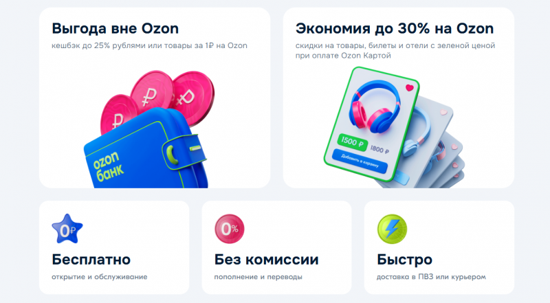 Преимущества дебетовой Озон Карты